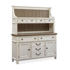 Magnussen Furniture Bellevue Manor Buffet with Hutch in White Weathered Shutter
