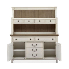 Magnussen Furniture Bellevue Manor Buffet with Hutch in White Weathered Shutter
