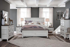 Magnussen Furniture Bellevue Manor California King Panel Bed in Weathered Shutter White