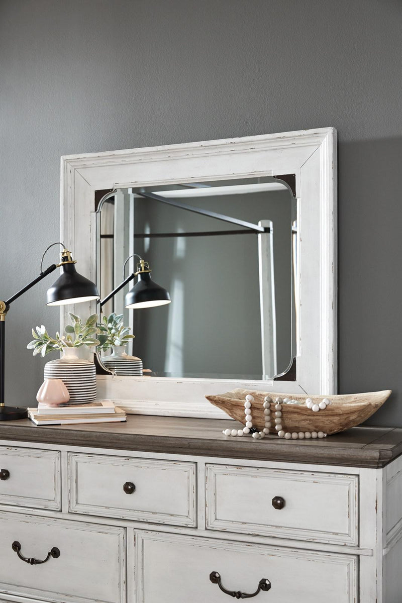 Magnussen Furniture Bellevue Manor Mirror in Weathered Shutter White
