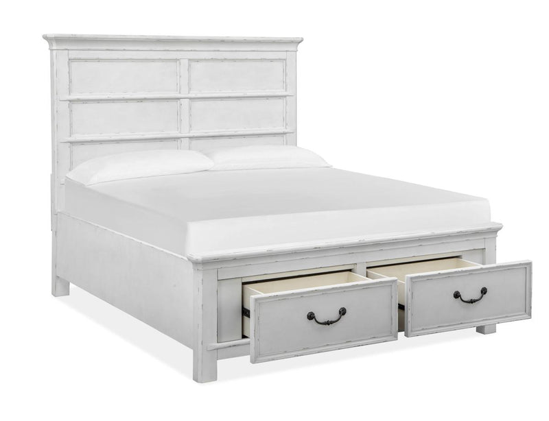 Magnussen Furniture Bellevue Manor Queen Storage Bed in Weathered Shutter White