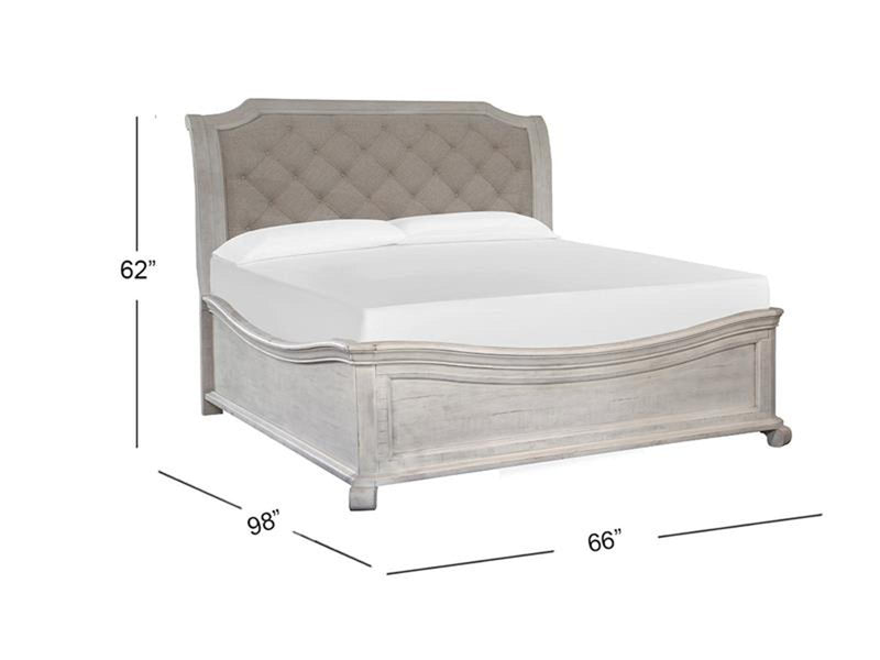 Magnussen Furniture Bronwyn King Sleigh Bed with Shaped Footboard in Alabaster
