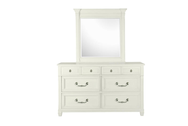 Magnussen Furniture Brookfield Square Mirror in Cotton White