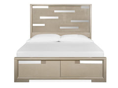 Magnussen Furniture Chantelle Queen Panel Storage Bed in Champagne