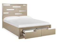 Magnussen Furniture Chantelle Queen Panel Storage Bed in Champagne