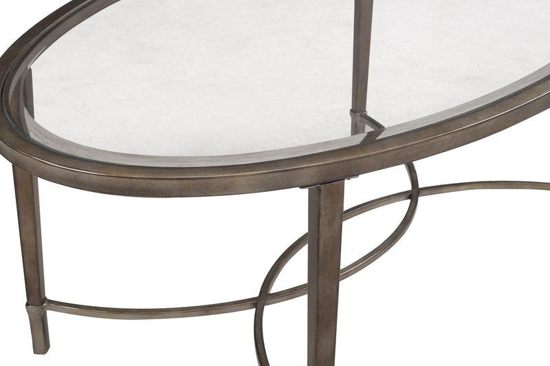 Magnussen Furniture Copia Oval Cocktail Table in Antiqued Silver