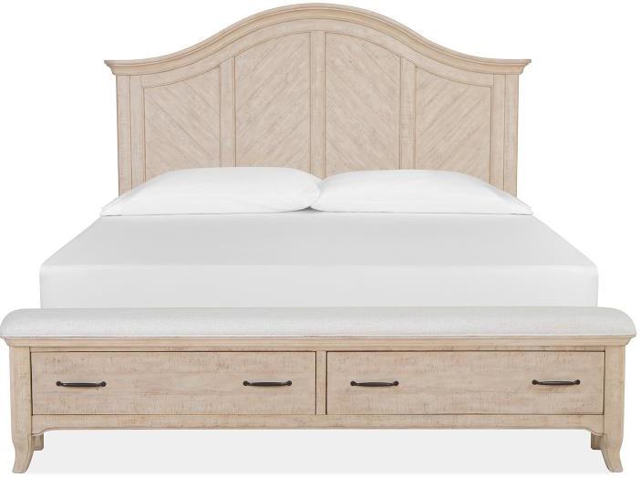 Magnussen Furniture Harlow King Storage Bed in Weathered Bisque