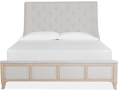 Magnussen Furniture Harlow Queen Sleigh Upholstered Bed in Weathered Bisque