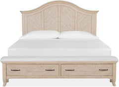Magnussen Furniture Harlow Queen Storage Bed in Weathered Bisque