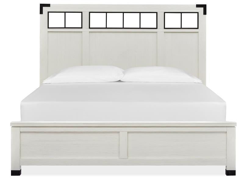Magnussen Furniture Harper Springs California King Panel Bed with Metal/Wood in Silo White