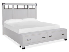 Magnussen Furniture Harper Springs California King Panel Storage Bed with Metal/Wood in Silo White