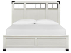 Magnussen Furniture Harper Springs King Panel Bed with Metal/Wood in Silo White