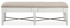 Magnussen Furniture Heron Cove Bench with Upholstered Seat in Chalk White