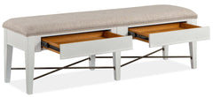 Magnussen Furniture Heron Cove Bench with Upholstered Seat in Chalk White