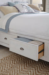 Magnussen Furniture Heron Cove California King Panel Bed w/ Storage Rails in Chalk White B4400-75