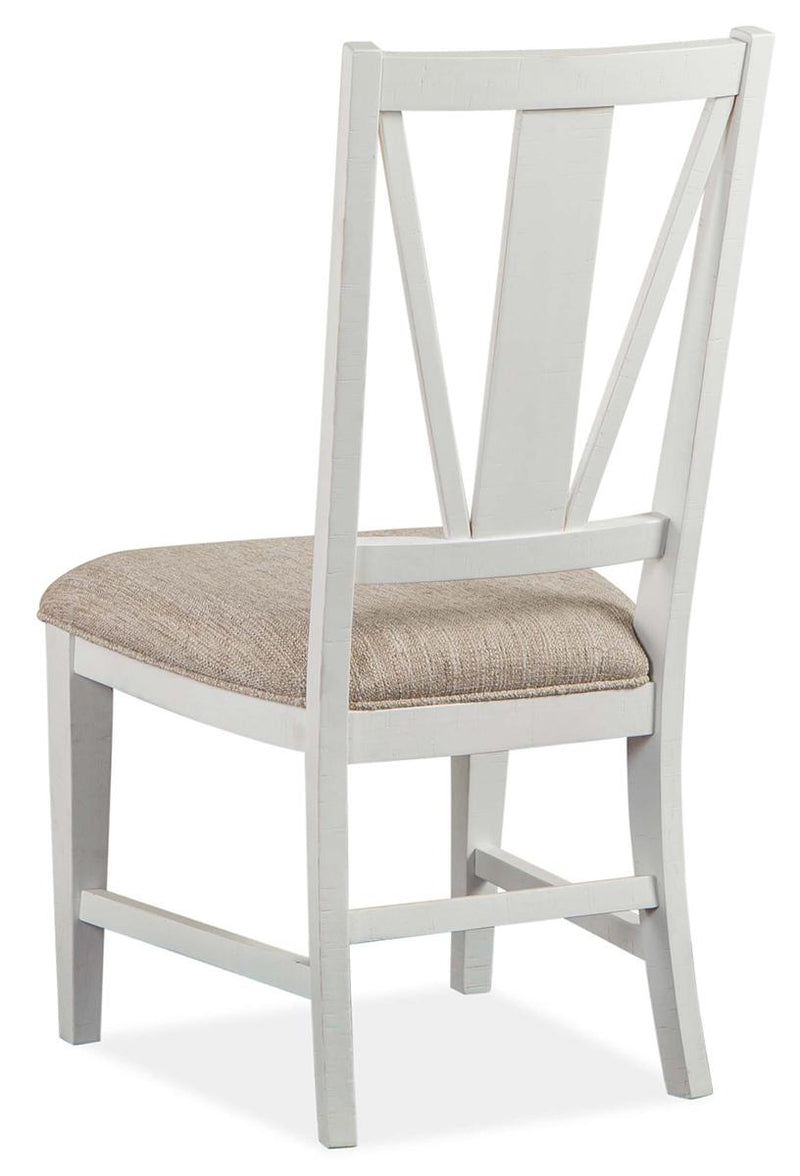 Magnussen Furniture Heron Cove Dining Side Chair with Upholstered Seat in Chalk White (Set of 2)