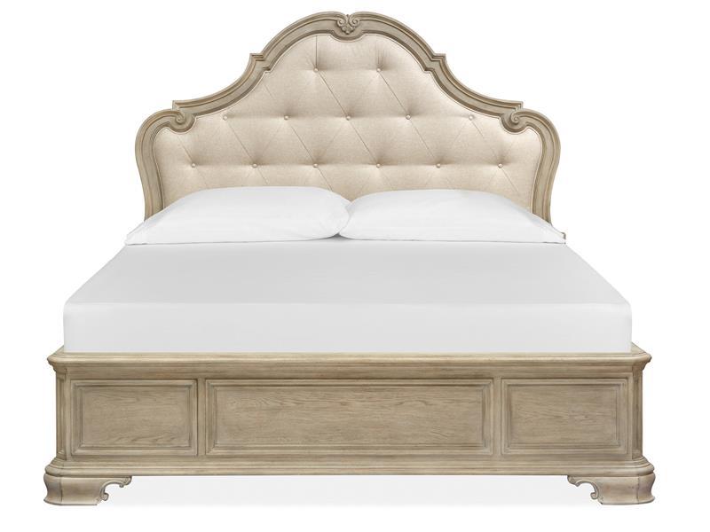 Magnussen Furniture Jocelyn California King Upholstered Shaped Bed in Weathered Taupe