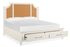 Magnussen Furniture Lola Bay King Arched Woven Storage Bed in Seagull White