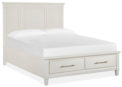 Magnussen Furniture Lola Bay King Panel Storage Bed in Seagull White