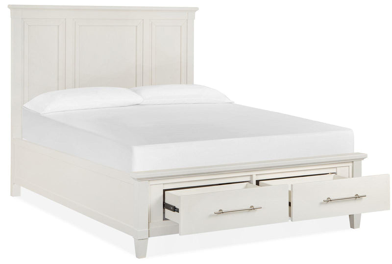 Magnussen Furniture Lola Bay King Panel Storage Bed in Seagull White