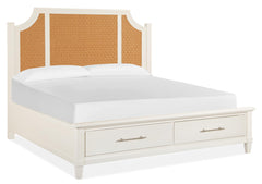 Magnussen Furniture Lola Bay Queen Arched Woven Storage Bed in Seagull WhiteA image