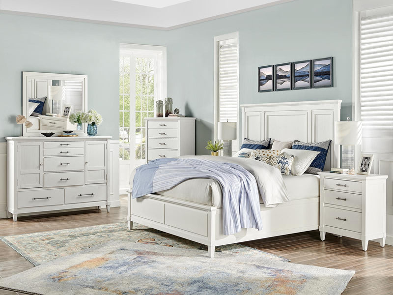 Magnussen Furniture Lola Bay Queen Panel Bed in Seagull White