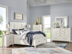 Magnussen Furniture Lola Bay Queen Panel Storage Bed in Seagull White