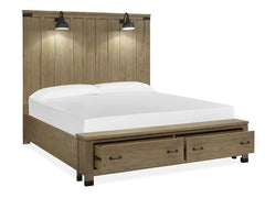 Magnussen Furniture Madison Heights California King Panel Storage Bed in Weathered Fawn