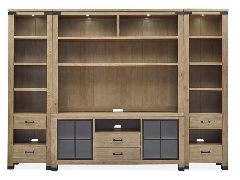 Magnussen Furniture Madison Heights Entertainment Wall in Weathered Fawn