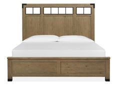 Magnussen Furniture Madison Heights King Panel Bed with Metal/Wood in Weathered Fawn
