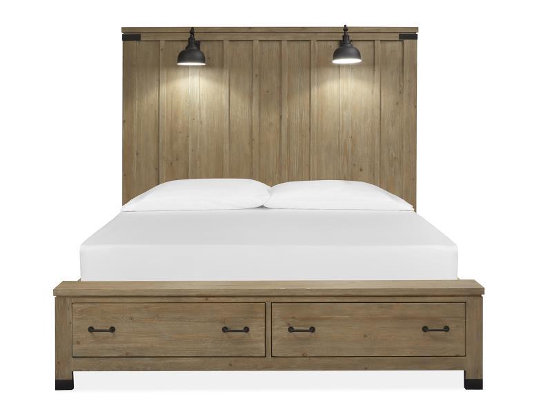 Magnussen Furniture Madison Heights Queen Panel Storage Bed in Weathered Fawn