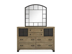 Magnussen Furniture Madison Heights Shaped Mirror in Weathered Fawn