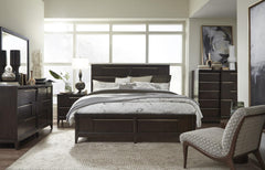 Magnussen Furniture Modern Geometry Queen Panel Storage Bed in French Roast