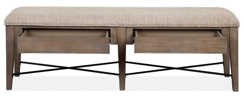 Magnussen Furniture Paxton Place Bench w/ Upholstered Seat in Dovetail Grey