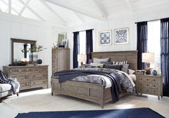 Magnussen Furniture Paxton Place California King Panel Bed with Storage Rails in Dovetail Grey