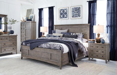 Magnussen Furniture Paxton Place Queen Panel Bed with Storage Rails in Dovetail Grey