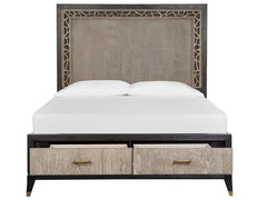 Magnussen Furniture Ryker Queen Panel Storage Bed in Nocturn Black/Coventry Grey