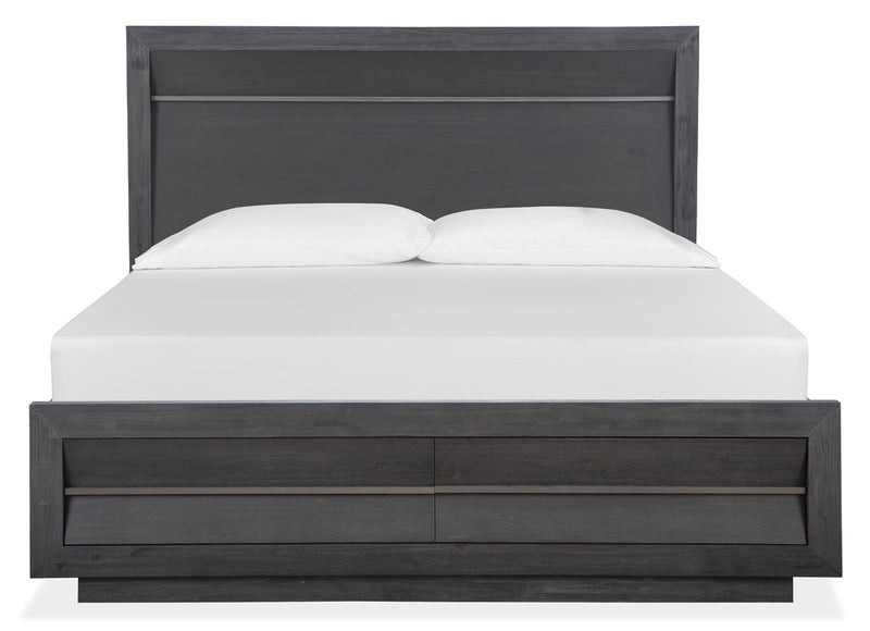 Magnussen Furniture Wentworth Village California King Wood/Metal Panel Storage Bed in Sandblasted Oxford Black image