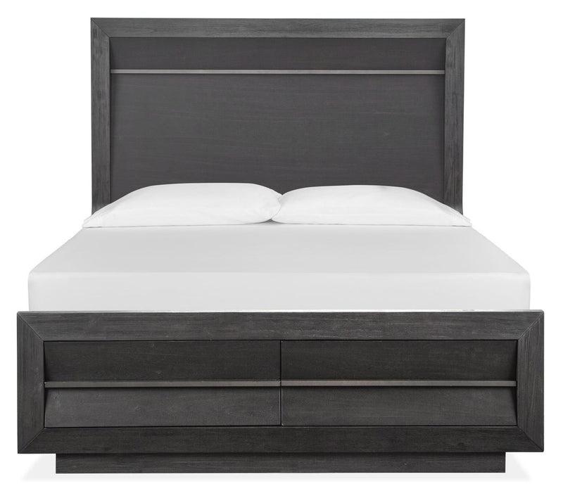 Magnussen Furniture Wentworth Village King Wood/Metal Panel Storage Bed in Sandblasted Oxford Black B4995-64A image