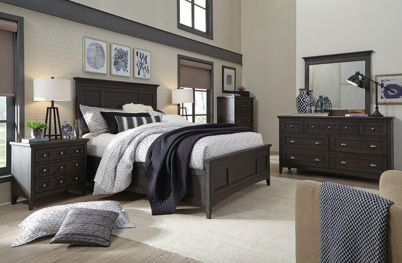 Magnussen Furniture Westley Falls California King Panel Bed with Regular Rails in Graphite