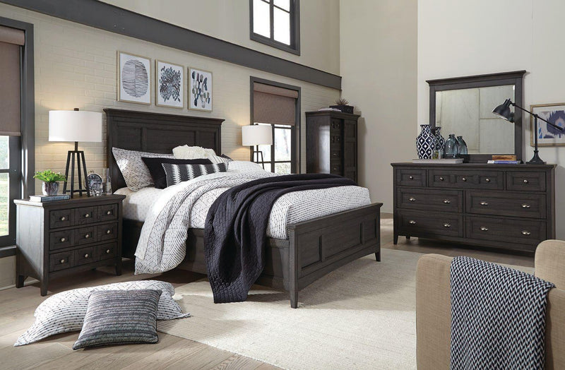 Magnussen Furniture Westley Falls California King Panel Bed with Regular Rails in Graphite