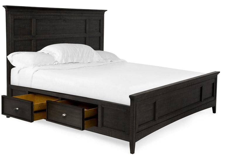 Magnussen Furniture Westley Falls California King Panel Bed with Storage Rails in Graphite