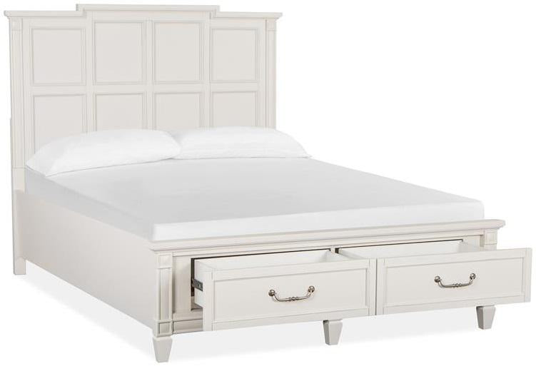 Magnussen Furniture Willowbrook Queen Storage Bed in Egg Shell White