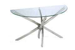Magnussen Furniture Zila Demilune Sofa Table in Brushed Nickel T2050-75