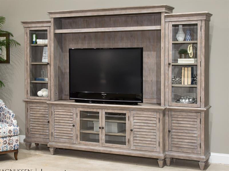 Magnussen Lancaster TV Console with Hutch in Dove Tail Grey