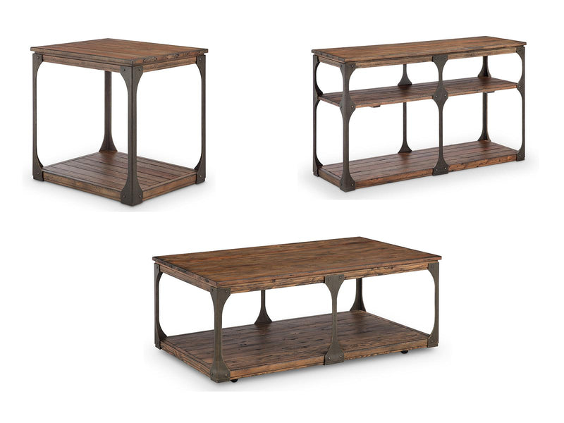 Magnussen Montgomery Rectangular Sofa Table in Bourbon and Aged Iron