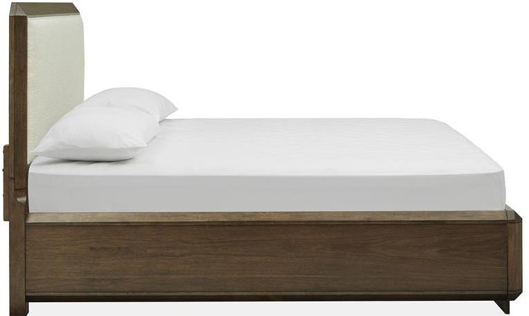 Magnussen Furniture Nouvel Cal King Panel Bed w/Upholstered Headboard in Russet
