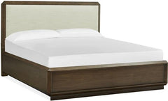 Magnussen Furniture Nouvel King Panel Bed w/Upholstered Headboard in Russet