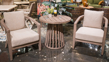 Joy Lagoon Outdoor Chairs with Cushions/Table (Set of 3) - Sanctuary Home Furnishings (CA)*