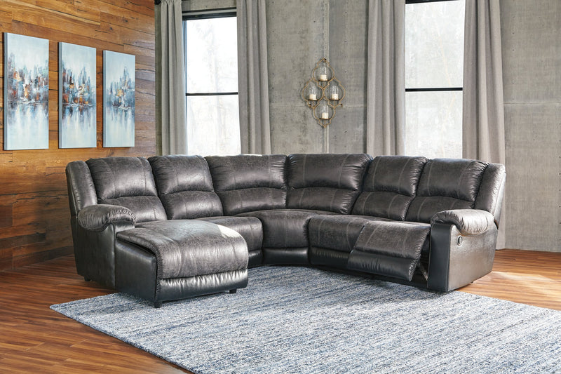 Nantahala Signature Design by Ashley 5-Piece Reclining Sectional with Chaise